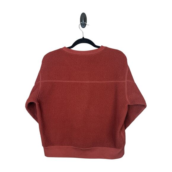 Everlane ReNew Rust Dark Red Long Sleeve Sherpa Pullover Sweatshirt Size Small - Picture 2 of 6